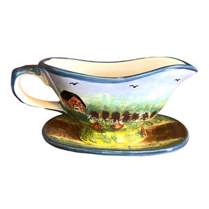 Vintage Pottery gravy‎ Boat Ceramic Autumn Fall Pumpkin Patch Farm